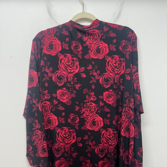 Torrid black red floral long line cardigan whimsigoth vamp 3x - Picture 7 of 8